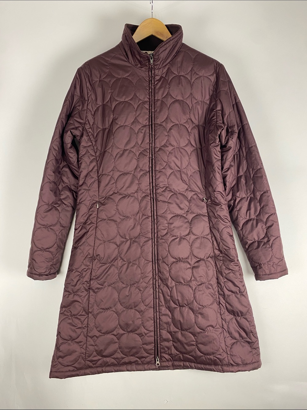 Patagonia Mor Burgundy Maroon Down Quilt Parka Jacket Coat Women's Size XL